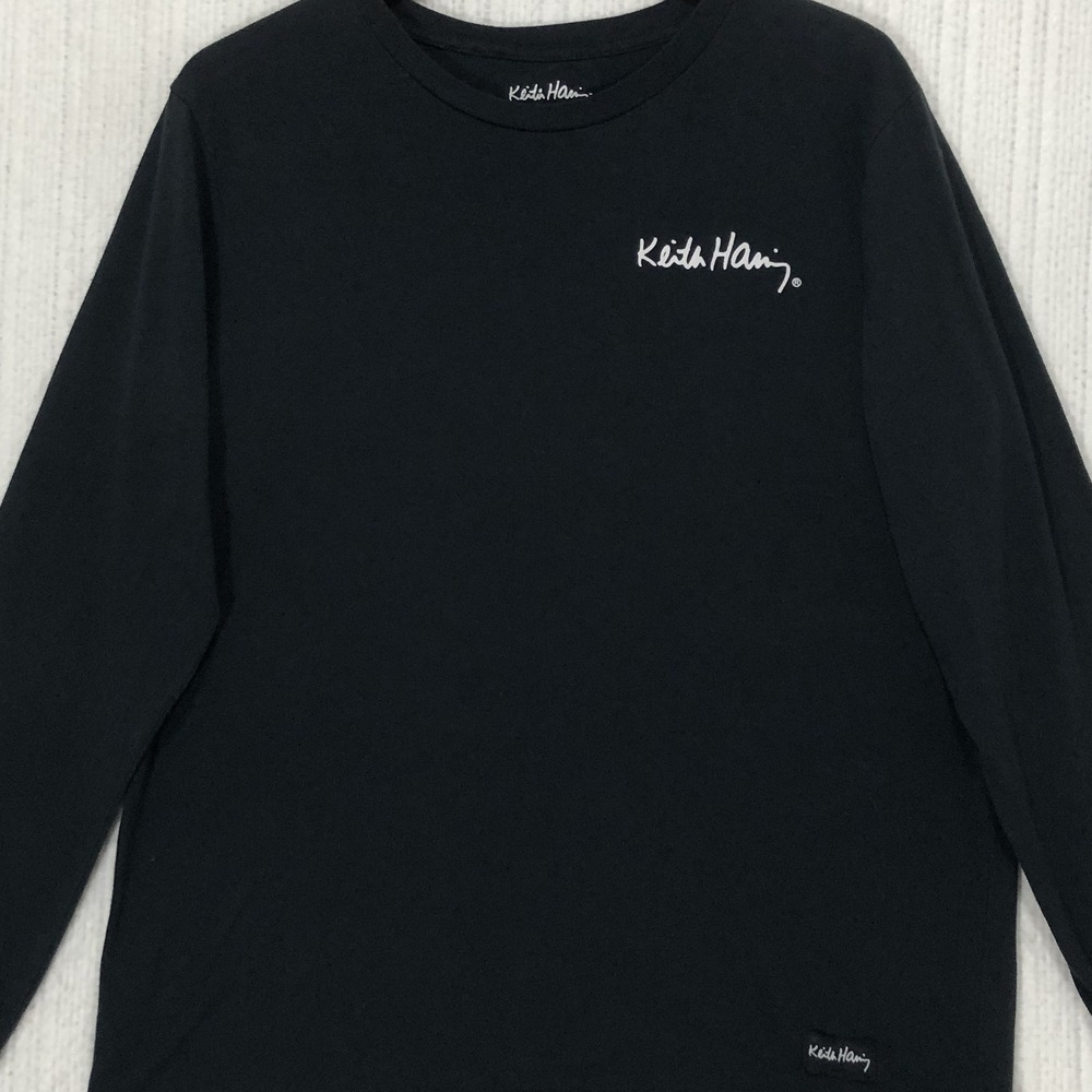 Keith Haring Barking Dog Long Sleeve Graphic T-Shirt Black Mens Large Pop Art